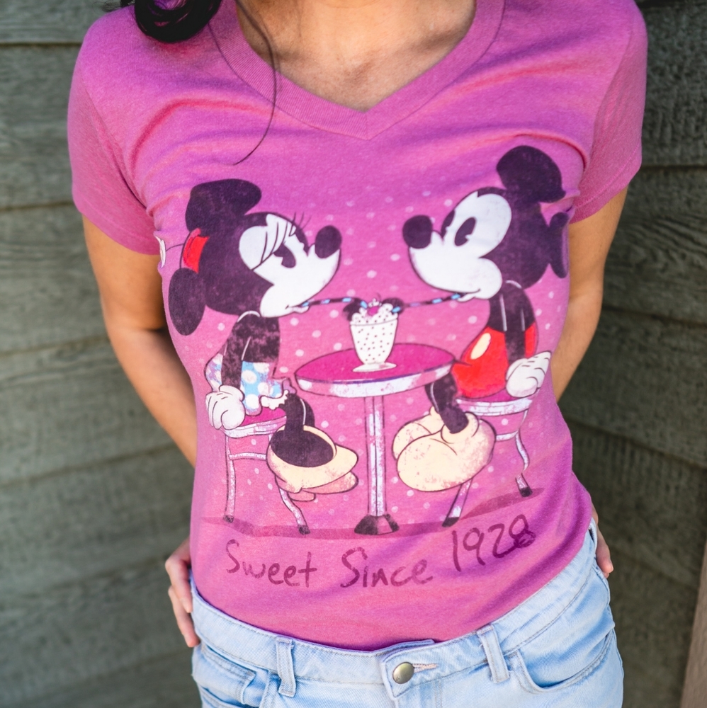 Women's Mickey & Minnie mouse pink t-shirt